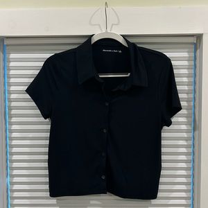 Mesh short sleeve button up